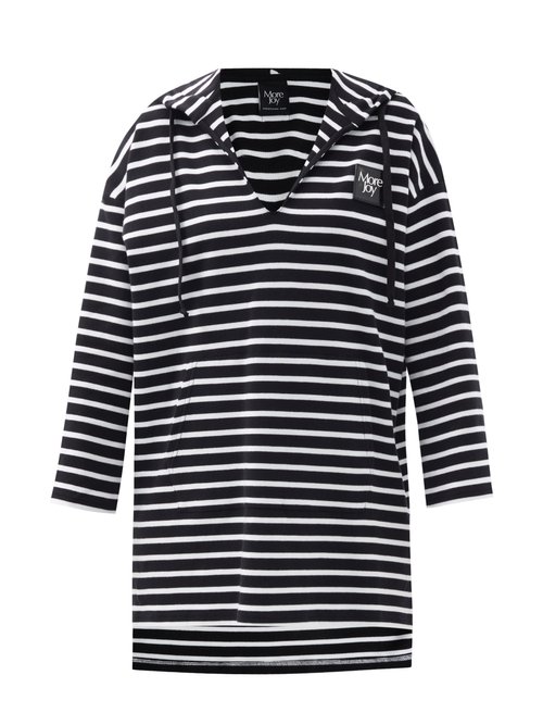 More Joy By Christopher Kane - Logo-patch Striped Cotton Hooded Sweatshirt Black Stripe