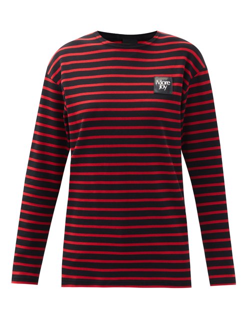 More Joy By Christopher Kane - Logo-patch Striped Cotton Long-sleeved T-shirt Red Stripe