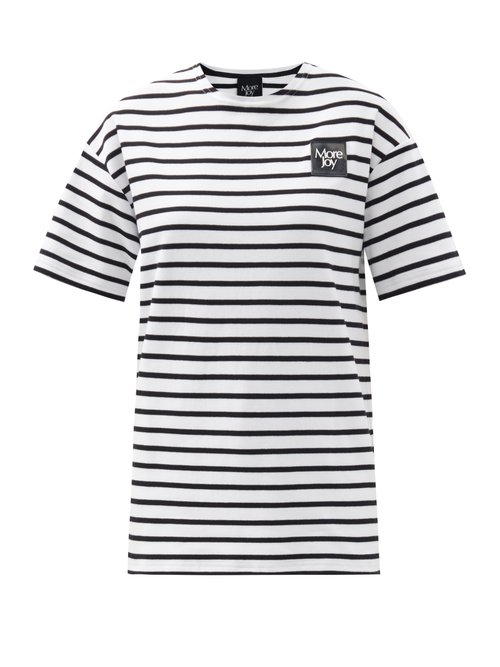 More Joy By Christopher Kane - Logo-patch Striped Cotton-jersey T-shirt Black Stripe