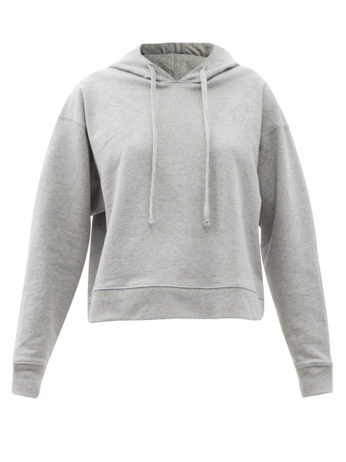 More Joy By Christopher Kane More Joy-embroidered Jersey Hooded Sweatshirt In Light Grey