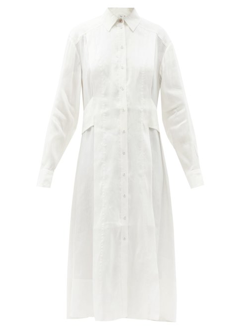 Aje - Gentle Side-slit Linen-blend Longline Shirt Ivory