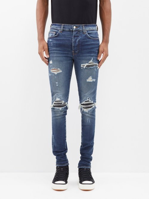 amiri - mx1 distressed skinny-leg jeans mens blue