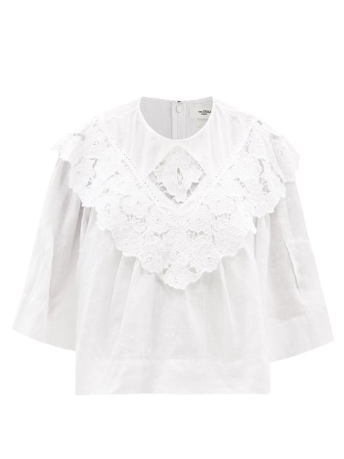 Isabel Marant Étoile - Ezalio Floral-embroidered Linen Blouse White