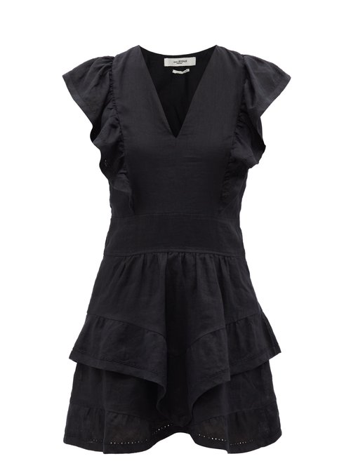 Isabel Marant Étoile - Audrey Embroidered Linen Mini Dress Black