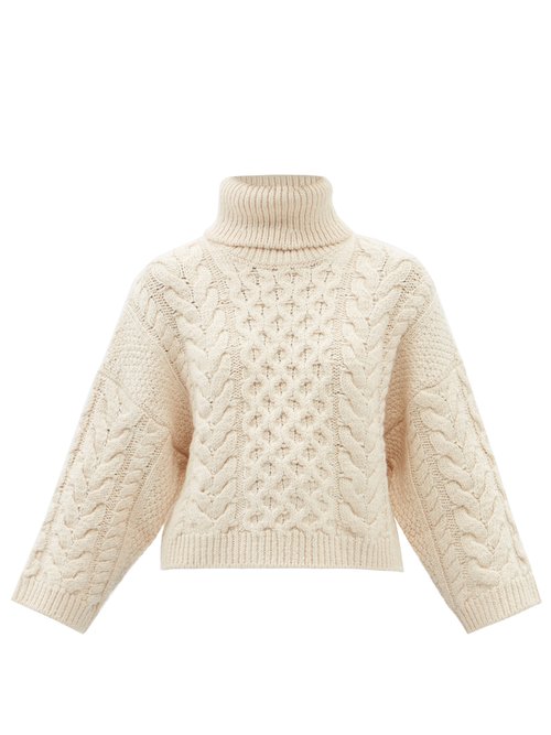 Isabel Marant Étoile - Ingrid Roll-neck Cable-knit Wool-blend Sweater Ivory