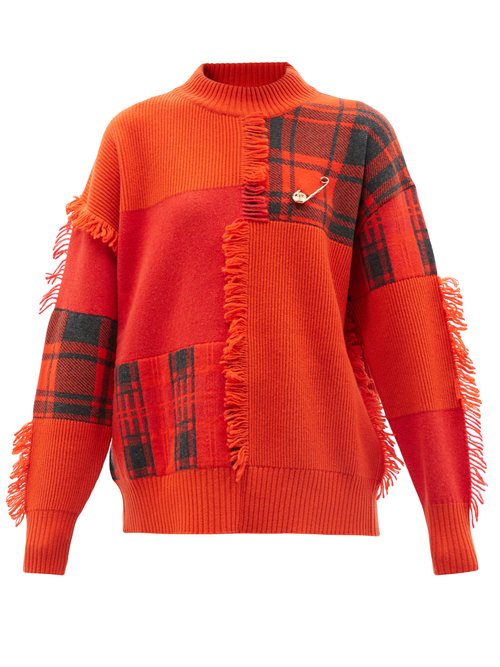 Versace - Patchworked Wool Sweater Orange