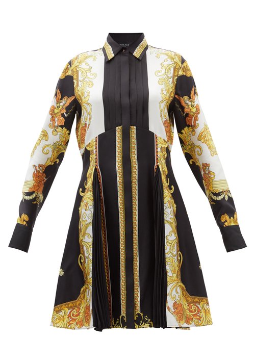 Versace - Baroque-print Silk Shirt Dress Multi