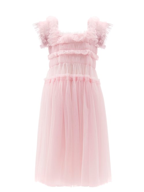 Molly Goddard - Jimmy Gathered Tulle Midi Dress Pink