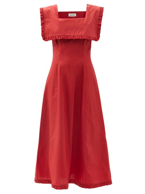 Molly Goddard - Rowena Sailor-collar Cotton Dress Red