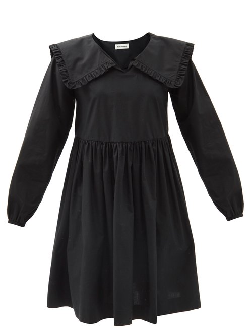 Molly Goddard - Atlanta Frilled-collar Cotton-poplin Mini Dress Black
