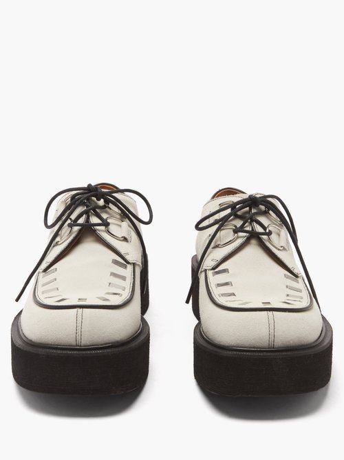 Marni Johnny Studded Suede Creeper Shoes In White | ModeSens