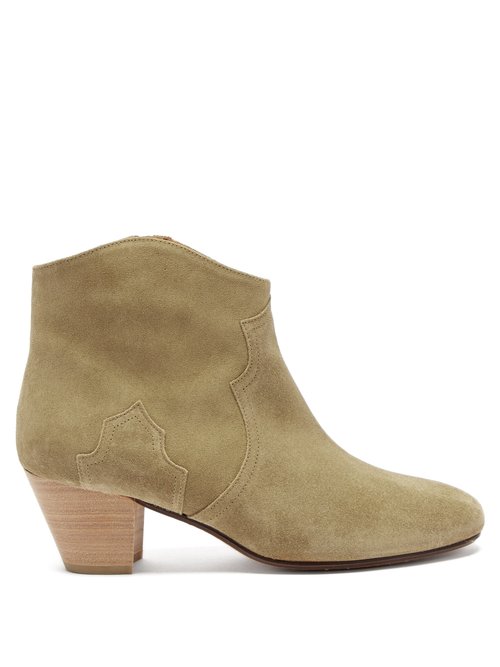 Isabel Marant - Dicker Suede Western Ankle Boots Beige