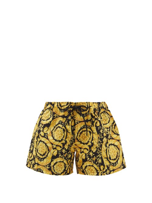 Versace - Baroque-print Drawstring Swim Shorts Yellow Multi Beachwear