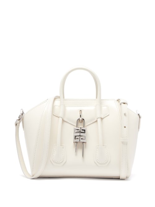 Givenchy Antigona Lock Mini Leather Bag In White | ModeSens