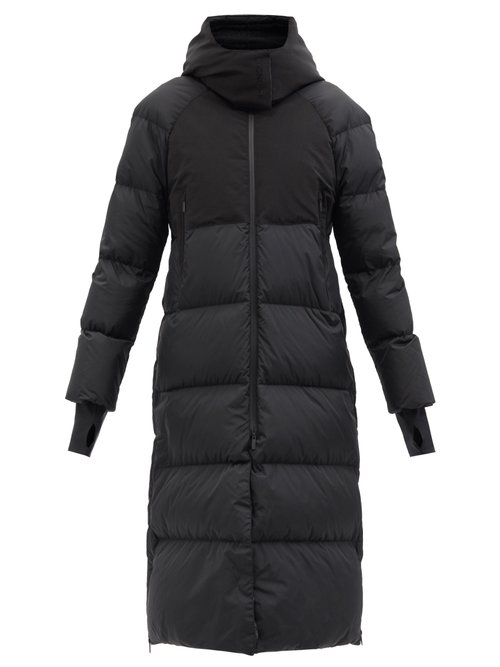 Moncler - Heliotrope Hooded Longline Nylon Down Coat Black