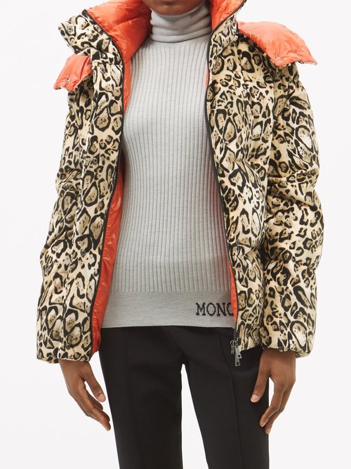 Moncler Parana Leopard-print Quilted Down Jacket