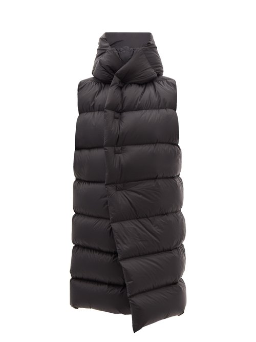 Rick Owens - Hooded Quilted Down Sleeveless Coat Black