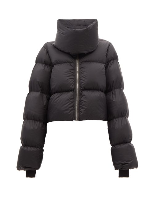 Rick Owens - Funnel-neck Quilted Down Jacket Black
