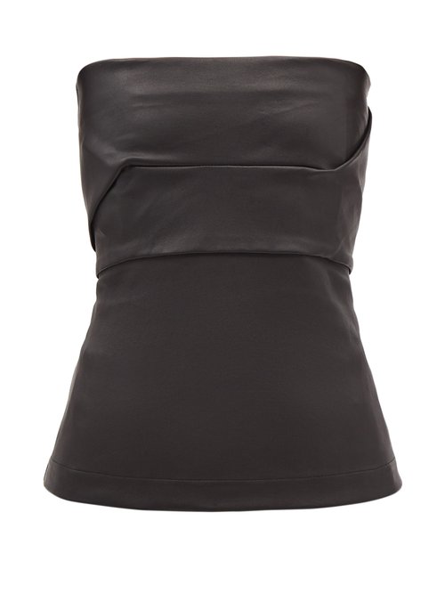 Rick Owens - Panelled Leather Bustier Top Black