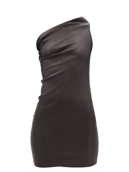 Buy Rick Owens - Athena One-shoulder Bonded-leather Minidress Black online - shop best Rick Owens clothing sales