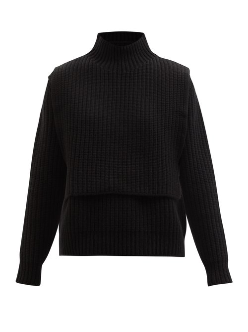Jil Sander - Layered Ribbed Wool-blend Sweater Black