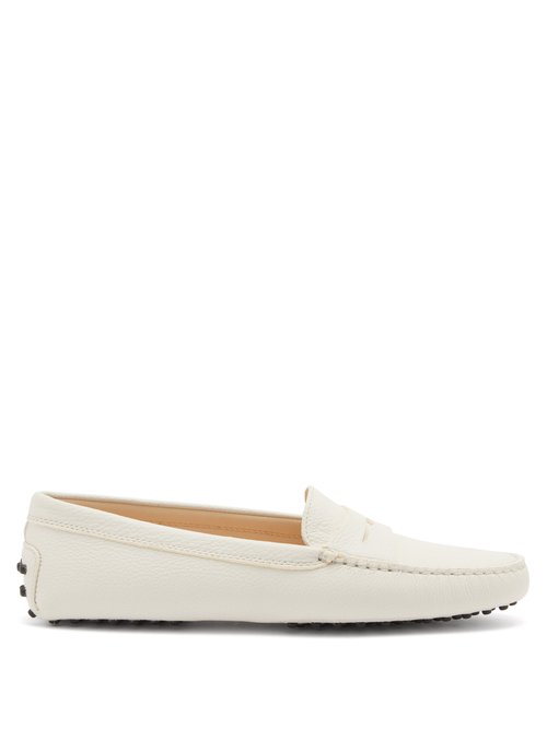 Tod’s – Gommini Grained-leather Loafers White