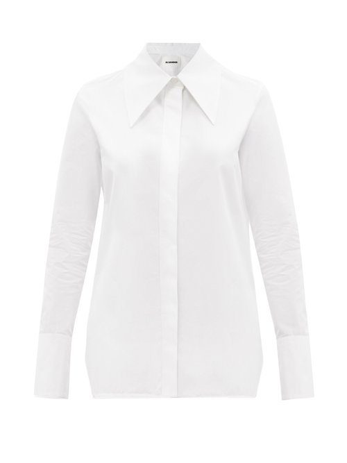 Jil Sander - Spearpoint-collar Cotton-poplin Shirt White