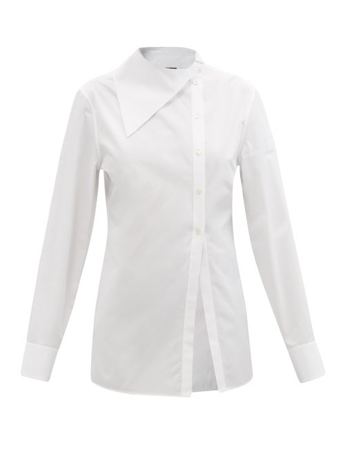 Jil Sander - Asymmetric-collar Cotton-poplin Shirt White