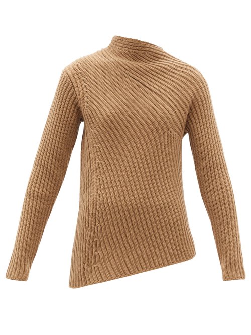 Jil Sander - Asymmetric Ribbed Wool-blend Sweater Camel