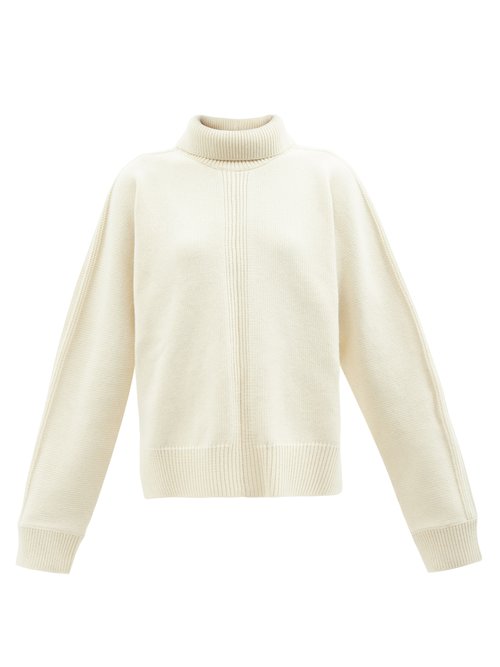 Jil Sander - Slit-back Roll-neck Wool-blend Sweater Cream