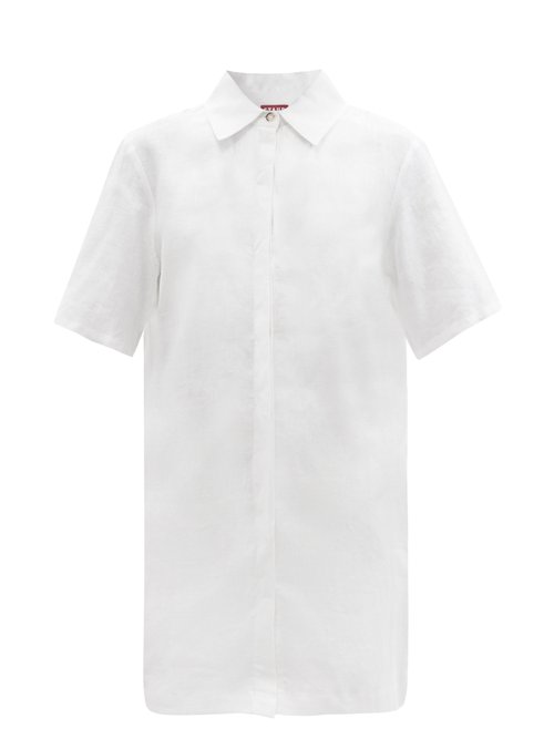 Staud - Pallas Point-collar Linen Shirt White