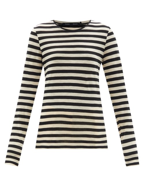 Buy Proenza Schouler - Striped Cotton-jersey Long-sleeved T-shirt Black White online - shop best Proenza Schouler 