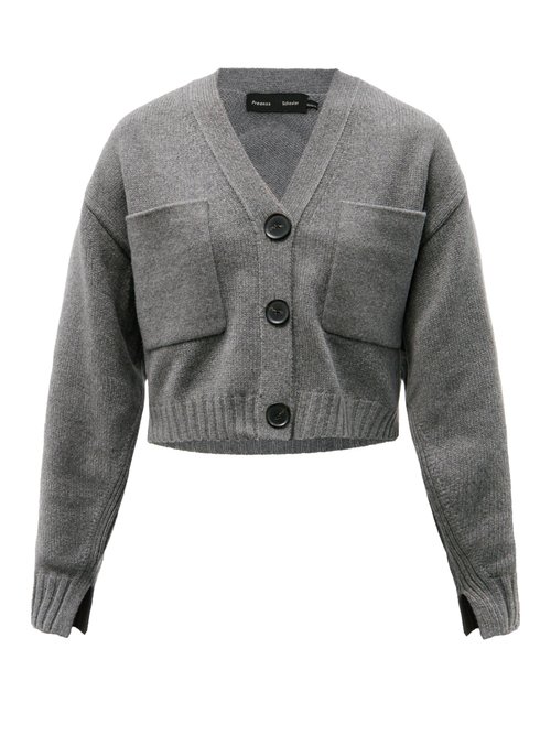 Proenza Schouler - Cropped Upcycled Cashmere-blend Cardigan Grey
