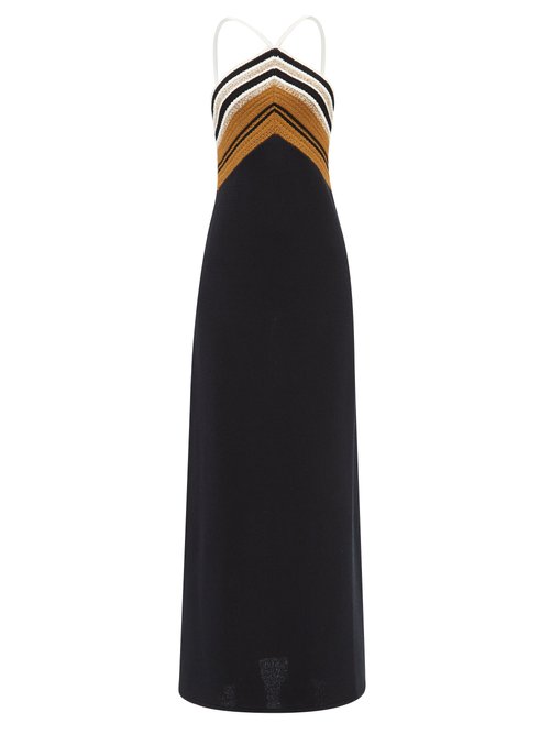 Proenza Schouler - Striped Halterneck Knit Mixi Dress Black