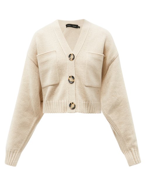 Proenza Schouler - Cropped Upcycled Cashmere-blend Cardigan Beige
