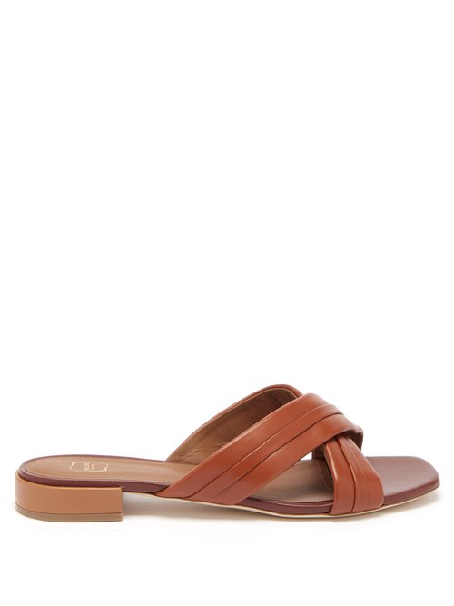 Malone Souliers - Gavi Crossover-strap Leather Slides Tan