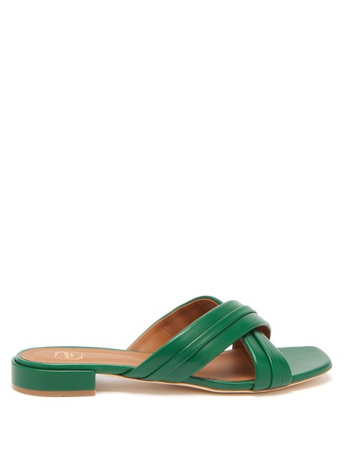 Malone Souliers - Gavi Crossover-strap Leather Slides Green