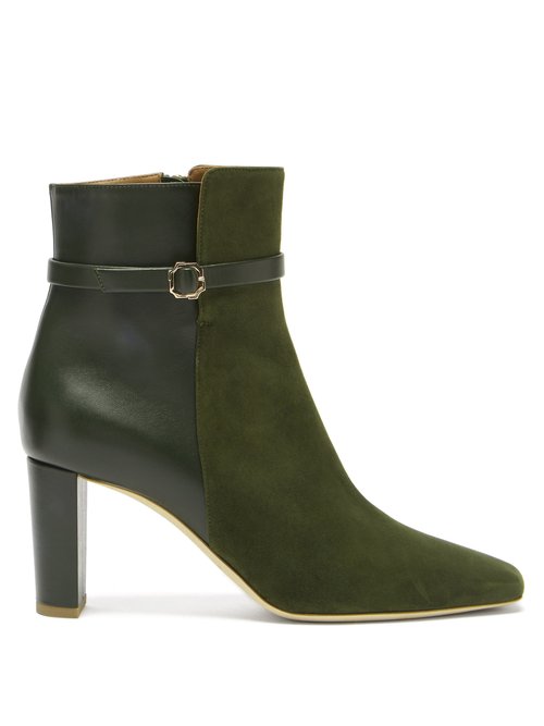 Malone Souliers - Kris Buckled Suede And Leather Boots Green