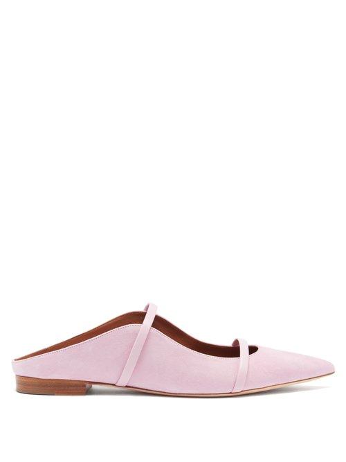 Malone Souliers – Maureen Suede Backless Flats Light Pink