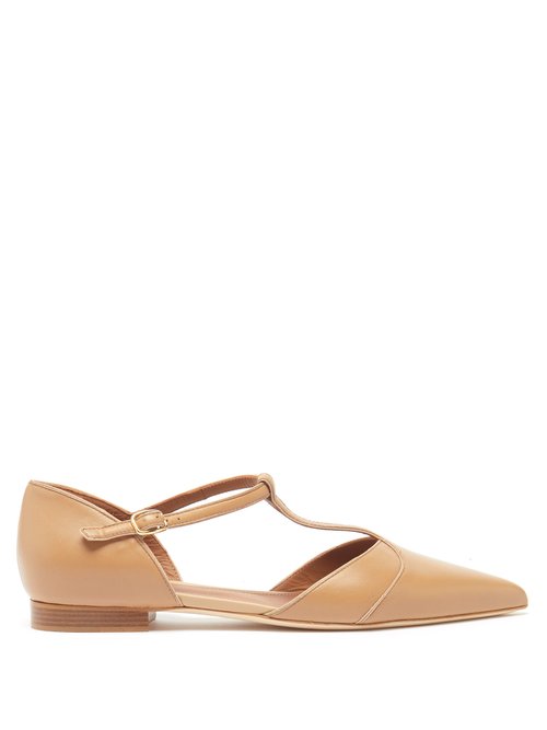 Malone Souliers – Immy Point-toe Leather Flats Nude