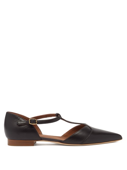 Malone Souliers – Immy Point-toe Leather Flats Black