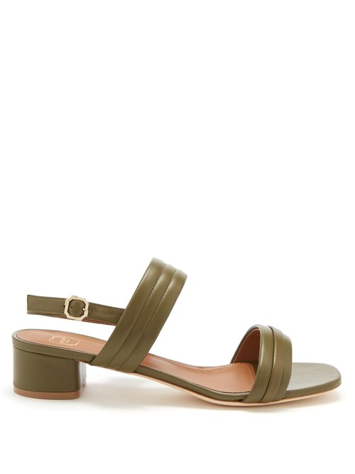 Malone Souliers – Sana Block-heel Leather Slingback Sandals Green