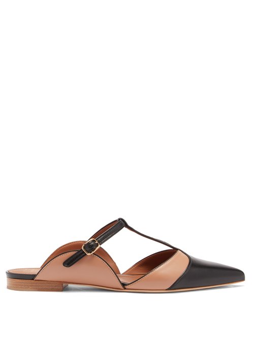 Malone Souliers - Imogen Backless Leather Flats Nude Multi