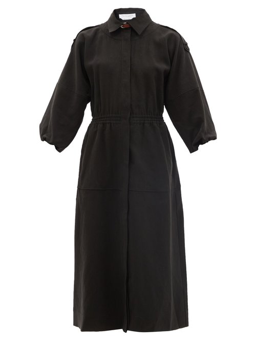Gabriela Hearst - Ares Oversized Linen Midi Dress Black