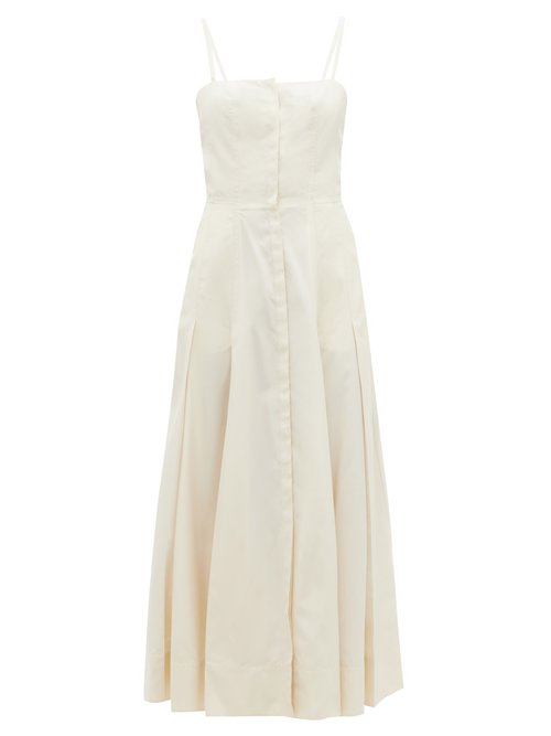 Buy Gabriela Hearst - Quillaume Silk-poplin Midi Dress Ivory online - shop best Gabriela Hearst clothing sales