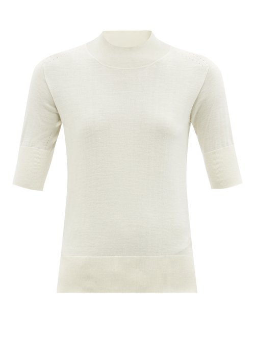 Jil Sander - High-neck Side-slit Sweater Ivory