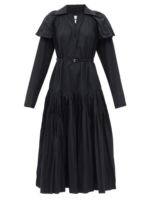 Jil Sander - Belted Taffeta Midi Dress Black