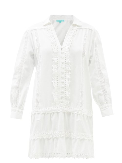Buy Melissa Odabash - Lucia Crochet-floral Cotton-blend Voile Mini Dress White online - shop best Melissa Odabash clothing sales