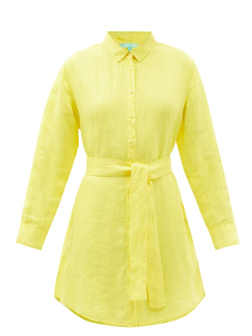 Melissa Odabash - Marianne Belted Linen Shirt Dress Yellow