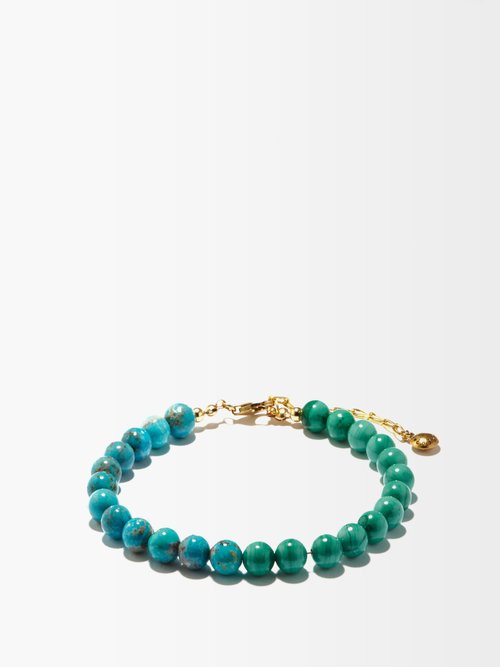 Fry Powers Turquoise & Malachite 14kt Gold-plated Anklet